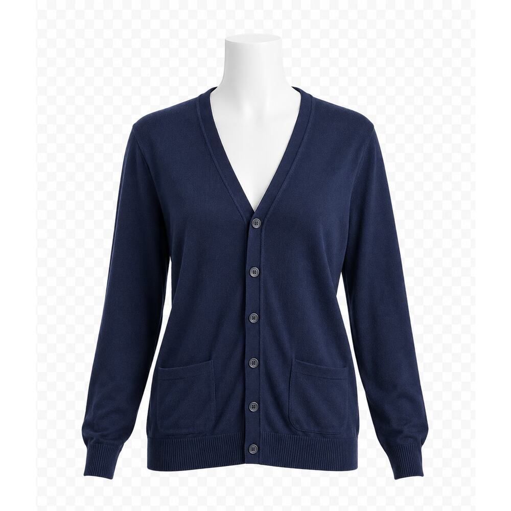LL Bean Women’s V-Neck Button Cardigan – Navy – Size L